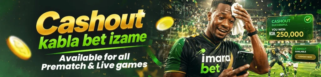 Cashout banner footballer with phone winning shillings