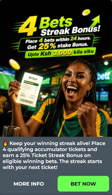 Four bets streak bonus woman with betslip